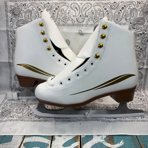 New Lake Placid Roller Derby Velocity White Cascade Figure Skates Womans Size 7 - Picture 1 of 12